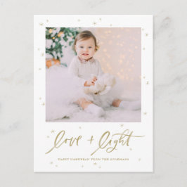 Liebe & Light Brush Lettering Gold Happy Hanukkah Feiertagspostkarte