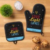 Liebe Light Latkes Black Hanukkah Funny Zitat Ofenhandschuh & Topflappen-Set (Oben Unten)