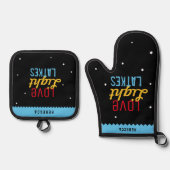 Liebe Light Latkes Black Hanukkah Funny Zitat Ofenhandschuh & Topflappen-Set (Vorderseite)