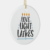 Liebe Light Latkes Funny Hanukkah Jüdischer Feiert Keramik Ornament (Rechts)