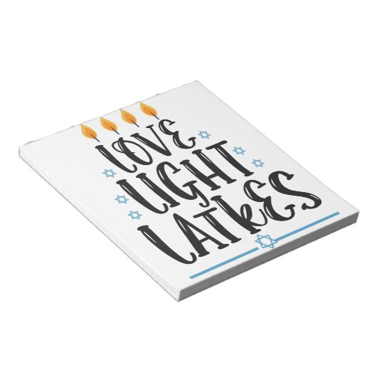 Liebe Light Latkes Funny Hanukkah Jüdischer Feiert Notizblock (angewinkelt)