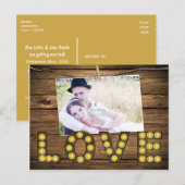 LIEBE Lighted Rustic Sign Foto Retten Datum Postka Ankündigungspostkarte (Vorne/Hinten)