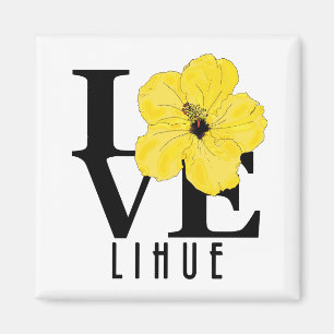 LIEBE Lihue Hawaii Gelber Hibiskus Magnet