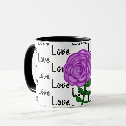 Liebe Lila Blume Tasse (Vorderseite Links)