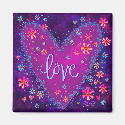 Liebe Lila Hearts floral Trendy Inspirierend Magnet (Vorne)