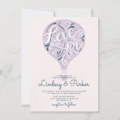 Liebe Lila Heißluftballon Hochzeit Einladung (Vorderseite)