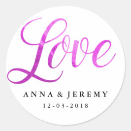 Liebe Lila Wasserfarbenprägung Runder Aufkleber