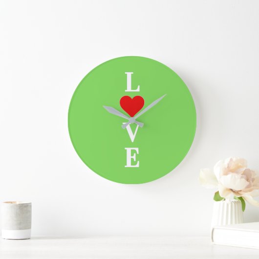 LIEBE Lime Green Große Wanduhr (Zuhause)