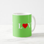 LIEBE Lime Green Kaffeetasse (VorderseiteRechts)