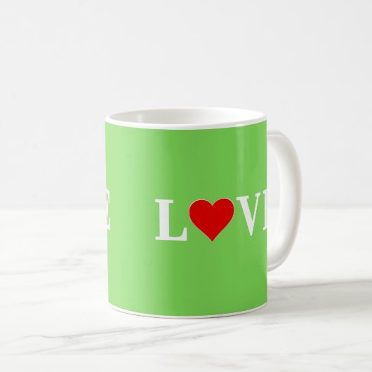 LIEBE Lime Green Kaffeetasse (VorderseiteRechts)