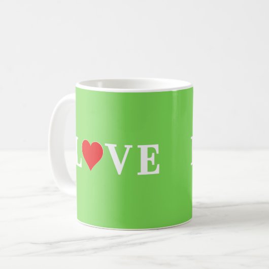 LIEBE Lime Green Kaffeetasse (Vorderseite Links)