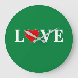 LIEBE Lime Green Modern Große Wanduhr