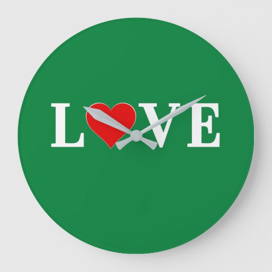 LIEBE Lime Green Modern Große Wanduhr (Vorderseite)