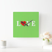 LIEBE Lime Green Modern Quadratische Wanduhr (Zuhause)