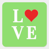 LIEBE Lime Green Modern Quadratischer Aufkleber (Vorderseite)