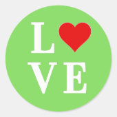 LIEBE Lime Green Modern Runder Aufkleber (Vorderseite)