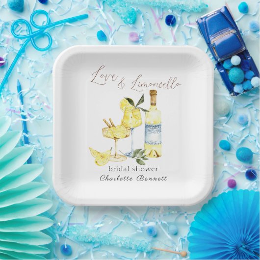 Liebe Limoncello Cocktail Brautparty Pappteller (Party)