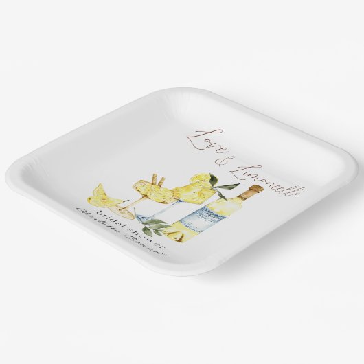 Liebe Limoncello Cocktail Brautparty Pappteller (Gewinkelt)