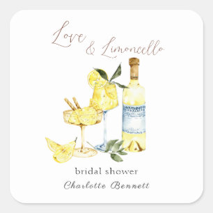 Liebe Limoncello Cocktail Brautparty Quadratischer Aufkleber