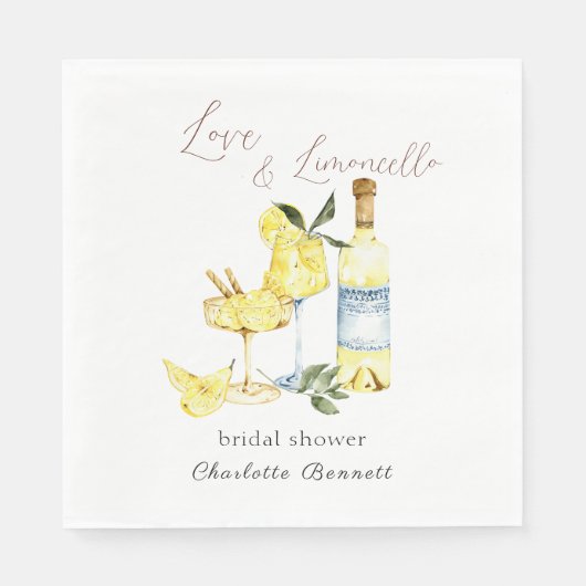 Liebe Limoncello Cocktail Brautparty Serviette (Vorderseite)