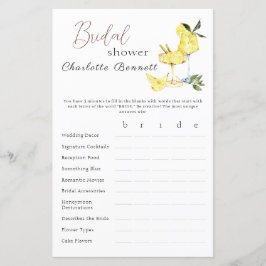 Liebe Limoncello Cocktail Brautparty Spiel