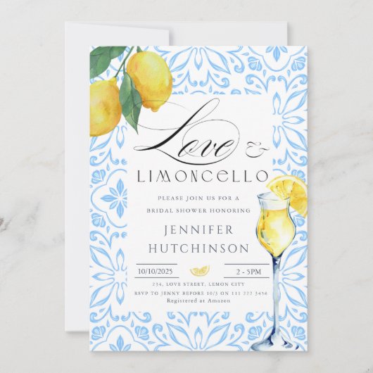 Liebe & Limoncello Italienisches Cocktail Brautpar Einladung (Vorderseite)