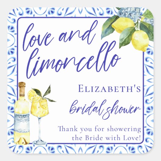 Liebe Limoncello Italienisches handgeschriebenes B Quadratischer Aufkleber (Vorderseite)