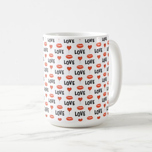 Liebe Lips and Hearffee Tasse (VorderseiteRechts)