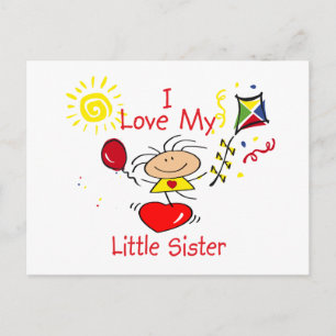 Liebe Little Sister Strichmännchen Girl Postkarte