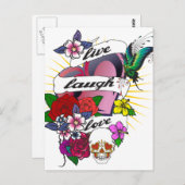 Liebe Live-Lachen Herzstück Tattoo Design Postkarte (Vorne/Hinten)