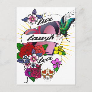 Liebe Live-Lachen Herzstück Tattoo Design Postkarte