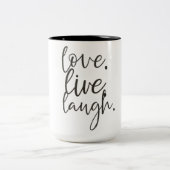 Liebe, Live, Lachen Zweifarbige Tasse (Mittel)