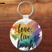Liebe, Live, Lauchen Circle Schlüsselanhänger (Rückseite)