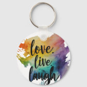 Liebe, Live, Lauchen Circle Schlüsselanhänger (Rückseite)