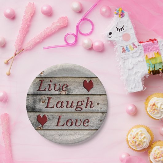 Liebe Live-Laugh am Rande einer Scheune Pappteller (Party)