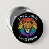 Liebe live stolze Gay Trans Pride Lion Rainbow Button (Vorne & Hinten)