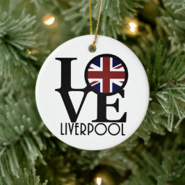 LIEBE Liverpool England (Flagge des Vereinigten Kö Keramik Ornament
