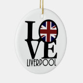 LIEBE Liverpool England (Flagge des Vereinigten Kö Keramik Ornament (Rechts)