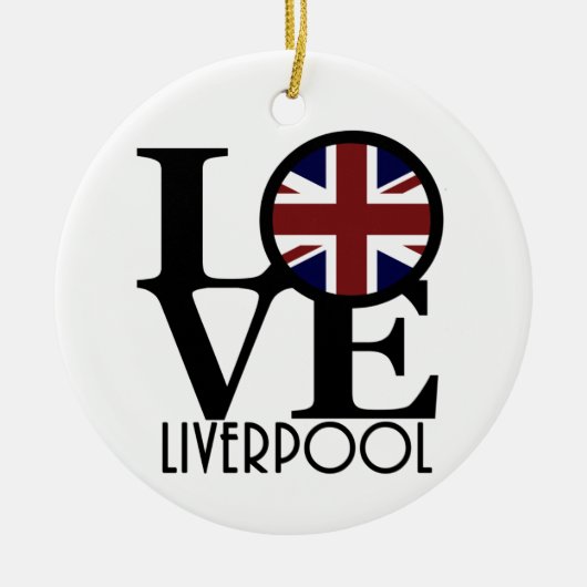 LIEBE Liverpool England (Flagge des Vereinigten Kö Keramik Ornament (Vorne)