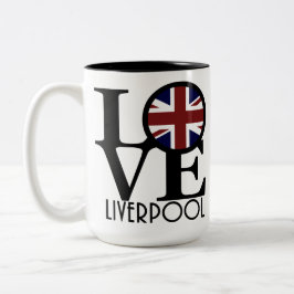 LIEBE Liverpool England (Flagge des Vereinigten Kö Zweifarbige Tasse