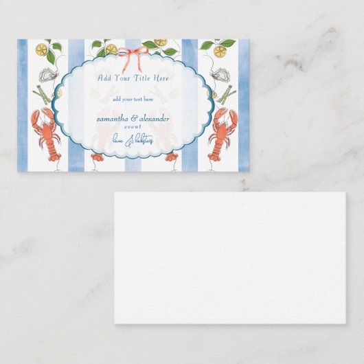 Liebe & Lobster Coquette Bow Wedding Brautparty Begleitkarte (Vorne/Hinten)