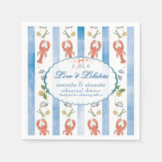 Liebe & Lobster Coquette Hochzeit Probe Dinner Serviette (Vorderseite)