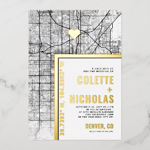 Liebe-Locator   Städtische Hochzeit Folieneinladung