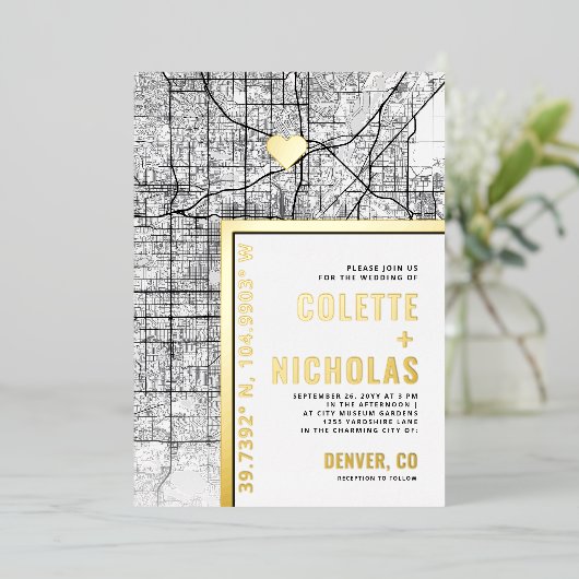 Liebe-Locator | Städtische Hochzeit Folieneinladung (Stehend vorne)