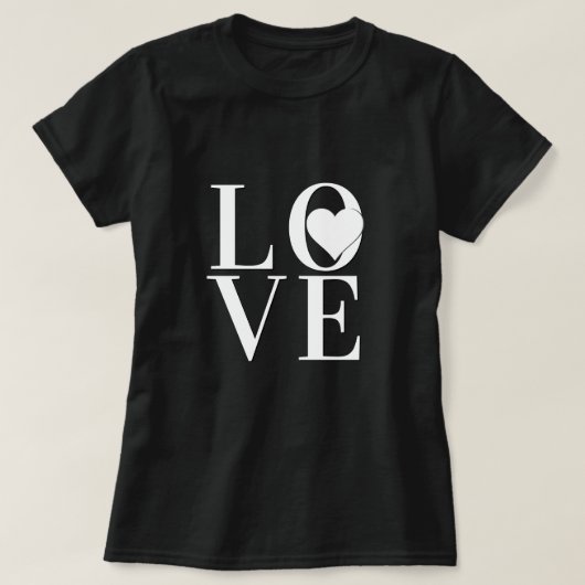 Liebe-Logo-Design mit weißem Text und Herz T-Shirt (Design vorne)