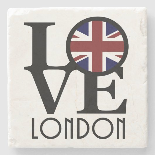 LIEBE London (britische Flagge) Steinuntersetzer (Vorderseite)