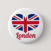 Liebe London | Heart Shaped UK Flag / Union Jack Button (Vorderseite)