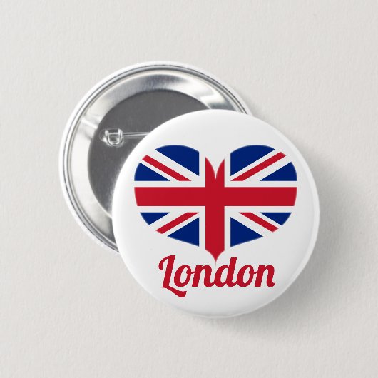 Liebe London | Heart Shaped UK Flag / Union Jack Button (Vorne & Hinten)
