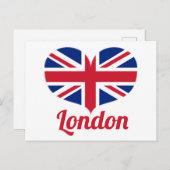 Liebe London | Heart Shaped UK Flag / Union Jack Postkarte (Vorne/Hinten)