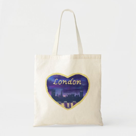 Liebe London Themse England Lila Sunset Art Tragetasche (Vorne)